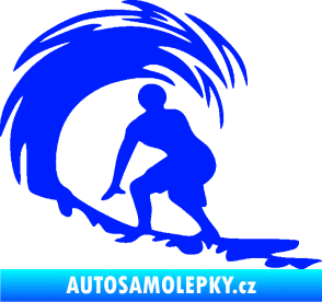 Samolepka Surfař 005 levá velké vlny modrá dynamic