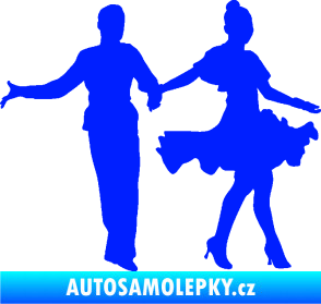 Samolepka Tanec 002 levá latinskoamerický tanec pár modrá dynamic
