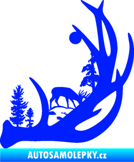 Samolepka Trofej s krajinou 001 pravá myslivost modrá dynamic