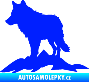 Samolepka Vlk 031 levá hory modrá dynamic