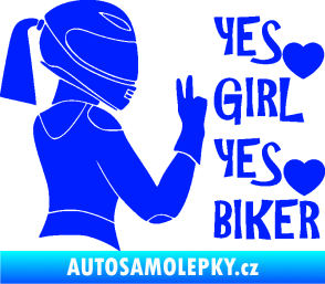 Samolepka Yes girl, yes biker motorkářka modrá dynamic