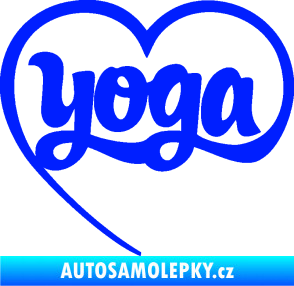 Samolepka Yoga nápis v srdíčku modrá dynamic