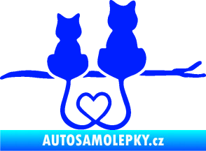 Samolepka Zamilované kočky spojené ocásky pravá modrá dynamic