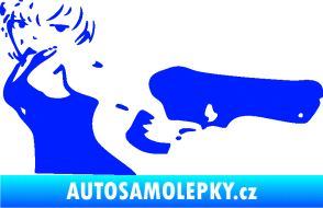Samolepka Žena s pistolí pravá modrá dynamic