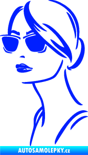 Samolepka Žena tvář 003 levá s brýlemi modrá dynamic