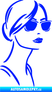 Samolepka Žena tvář 003 pravá s brýlemi modrá dynamic