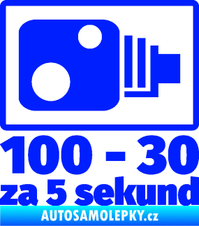 Samolepka Zpomalení před radarem ze 100 na 30 za 5 sekund modrá dynamic