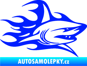 Samolepka Žralok 017 pravá s plameny modrá dynamic