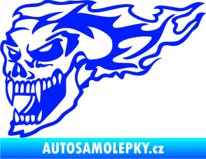 Samolepka Zubatej levá lebka v plamenech modrá dynamic