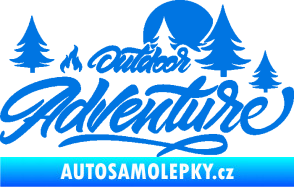 Samolepka Adventure outdoor nápis les,hory a táborák modrá oceán