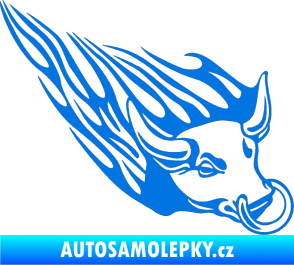 Samolepka Animal flames 010 pravá býk s kruhem modrá oceán