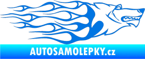 Samolepka Animal flames 017 pravá vlk modrá oceán