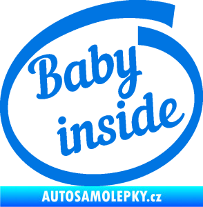 Samolepka Baby inside dítě v autě nápis modrá oceán