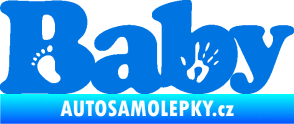 Samolepka Baby nápis otisk ručky a nožky modrá oceán