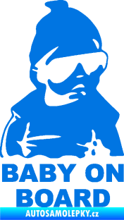 Samolepka Baby on board 002 pravá s textem miminko s brýlemi modrá oceán
