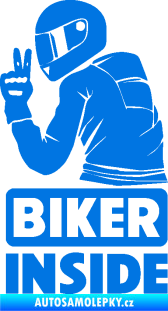 Samolepka Biker inside 003 levá motorkář modrá oceán