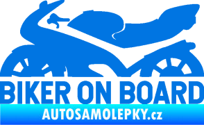 Samolepka Biker on board levá motorka modrá oceán