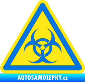 Samolepka Biohazard barevný trojúhelník modrá oceán