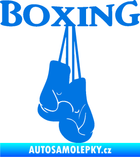 Samolepka Boxing nápis s rukavicemi modrá oceán