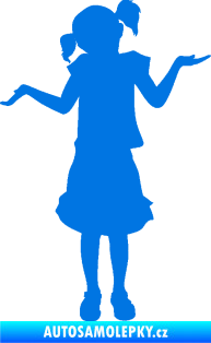 Samolepka Děti silueta 001 levá holčička krčí rameny modrá oceán