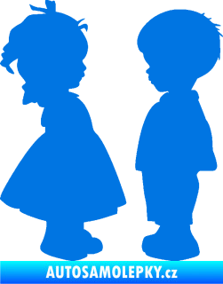 Samolepka Dítě v autě 071 levá holčička s chlapečkem sourozenci modrá oceán