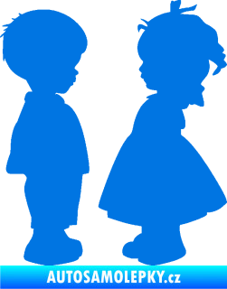 Samolepka Dítě v autě 071 pravá holčička s chlapečkem sourozenci modrá oceán