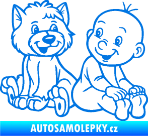 Samolepka Dítě v autě 087 pravá chlapeček s pejskem modrá oceán