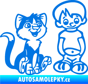 Samolepka Dítě v autě 097 pravá kluk a kočka modrá oceán
