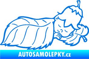 Samolepka Dítě v autě 107 pravá spinká na lístečku modrá oceán