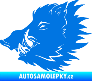 Samolepka Divoké prase 001 levá kanec hlava modrá oceán