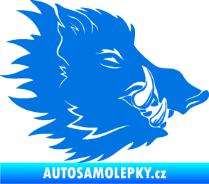 Samolepka Divoké prase 001 pravá kanec hlava modrá oceán