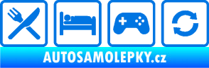 Samolepka Eat sleep game repeat hrát počítačové hry modrá oceán