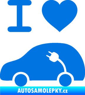 Samolepka Elektroauto 003 levá I love elektro modrá oceán
