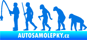 Samolepka Evoluce 005 rybář levá modrá oceán