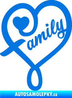 Samolepka Family 001 nápis se srdíčkem modrá oceán