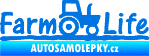 Samolepka Farm life nápis s traktorem modrá oceán