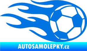 Samolepka Fotbalový míč 004 pravá v plamenech modrá oceán