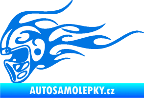 Samolepka Helma s plameny levá modrá oceán
