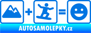 Samolepka Hory + snowboard = veselý smajlík modrá oceán