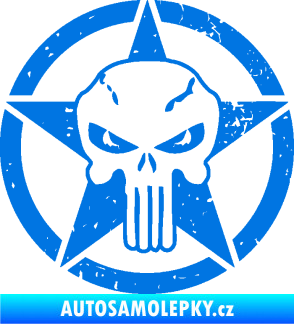 Samolepka Hvězda army 011 levá s lebkou modrá oceán