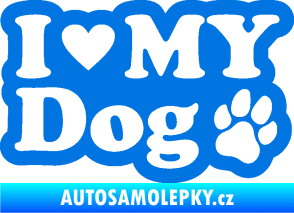 Samolepka I love my dog 002 modrá oceán