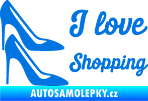 Samolepka I love shopping nápis  modrá oceán