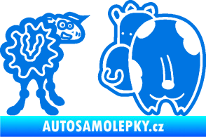 Samolepka JDM kravička a ovečka 002 pravá modrá oceán