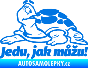 Samolepka Jedu, jak můžu! 001 levá nápis se želvou modrá oceán