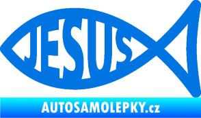 Samolepka Jesus rybička 003 křesťanský symbol modrá oceán