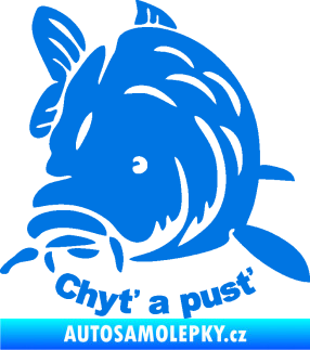 Samolepka Kapr 003 chyť a pusť modrá oceán