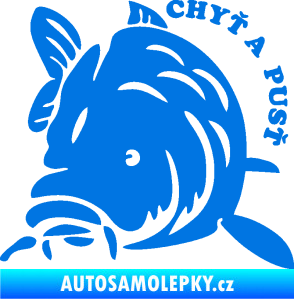 Samolepka Kapr 004 chyť a pusť levá modrá oceán