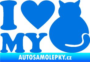 Samolepka Kočka 033 I love my cat modrá oceán