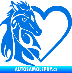 Samolepka Koník love 001 levá hříbátko v srdíčku modrá oceán