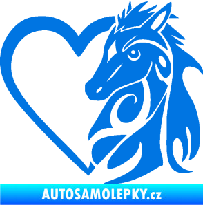 Samolepka Koník love 001 pravá hříbátko v srdíčku modrá oceán